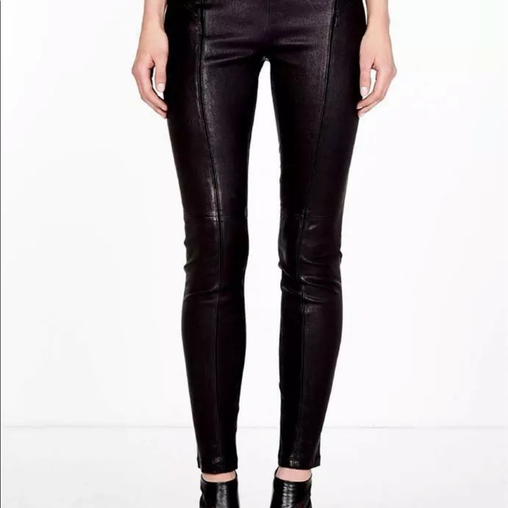 Theory Milana leather leggings 4 black
